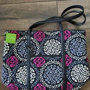 Vera Bradlet Trimmed Vera Canterberry Magenta Tote Bag